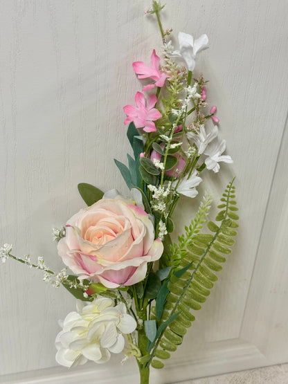 19 Inch Pink And Cream Rose Hydrangea Flower Spray