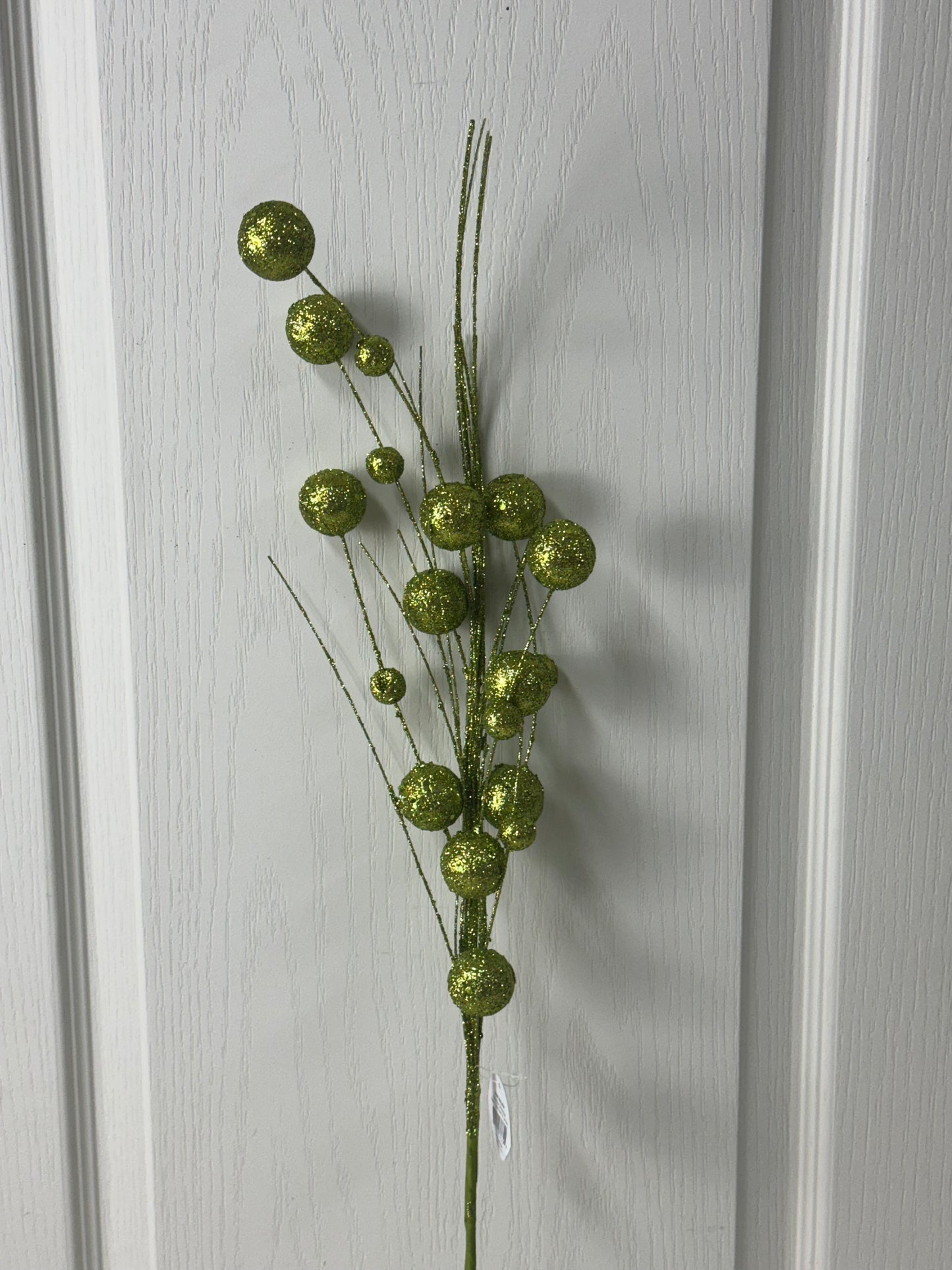 27 Inch Lime Green Mixed Size Glittered Ball Spray