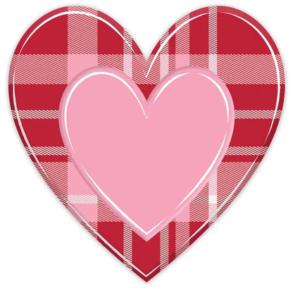 12 Inch Embossed Plaid Heart Metal Sign