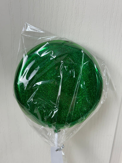 6 Inch Emerald Green Glitter Lollipop With Stick