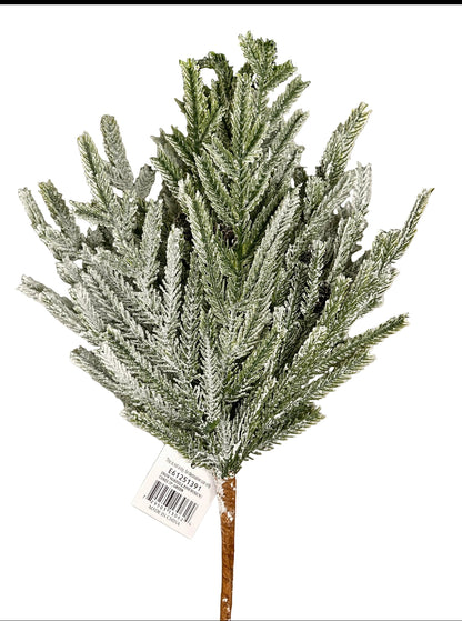 19 Inch Flocked Norfolk Pine With Cones Bush