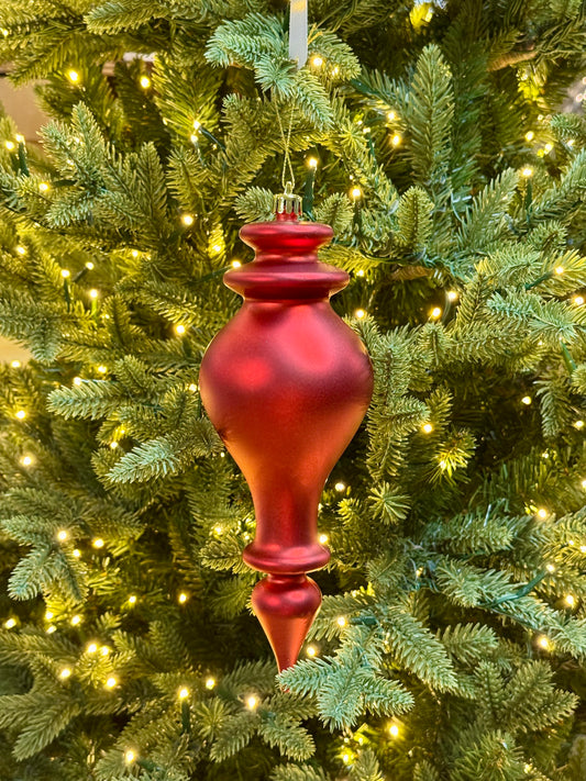 10 Inch Red Shiny Finial Ornament