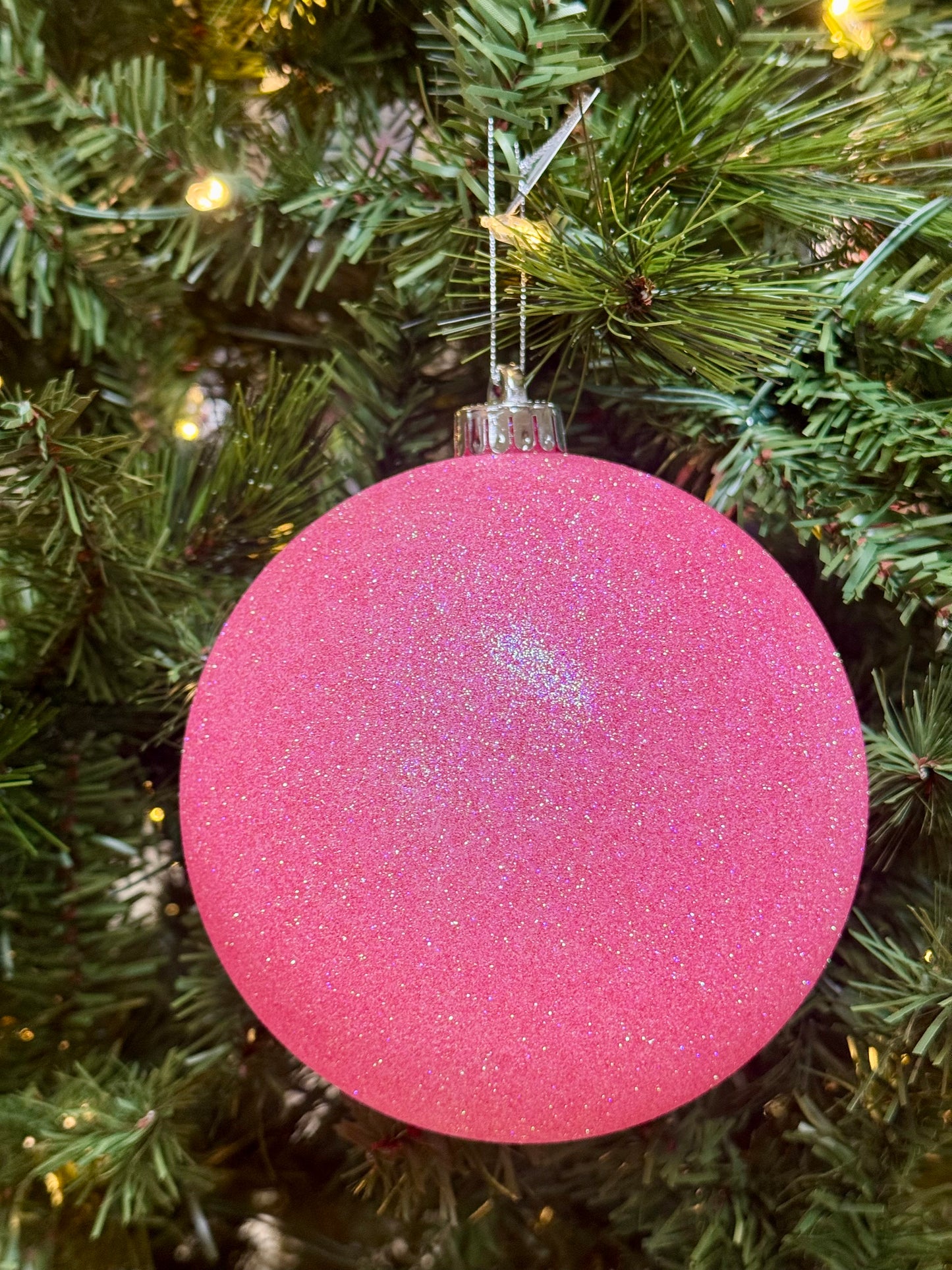 6 Inch Light Pink Glitter Iridescent Ornament Ball