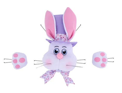 25 Inch White Pink And Lavender Bunny With Hat Decor Kit