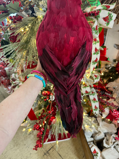 18 Inch Red Feather Sitting Cardinal