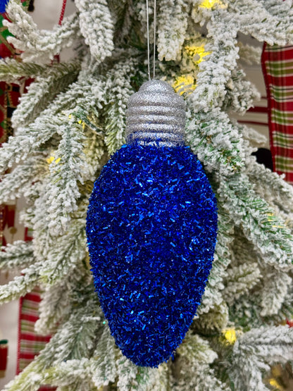 7 Inch Glitter Light Bulb Ornament Five Colors