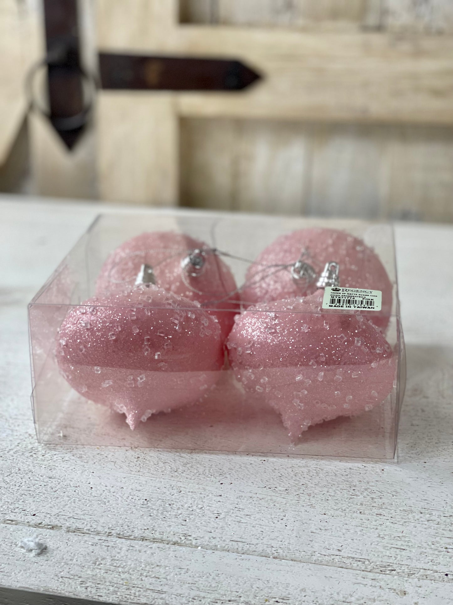 4 Inch Set Of Four Pink Sugar Iced Onion Ornament