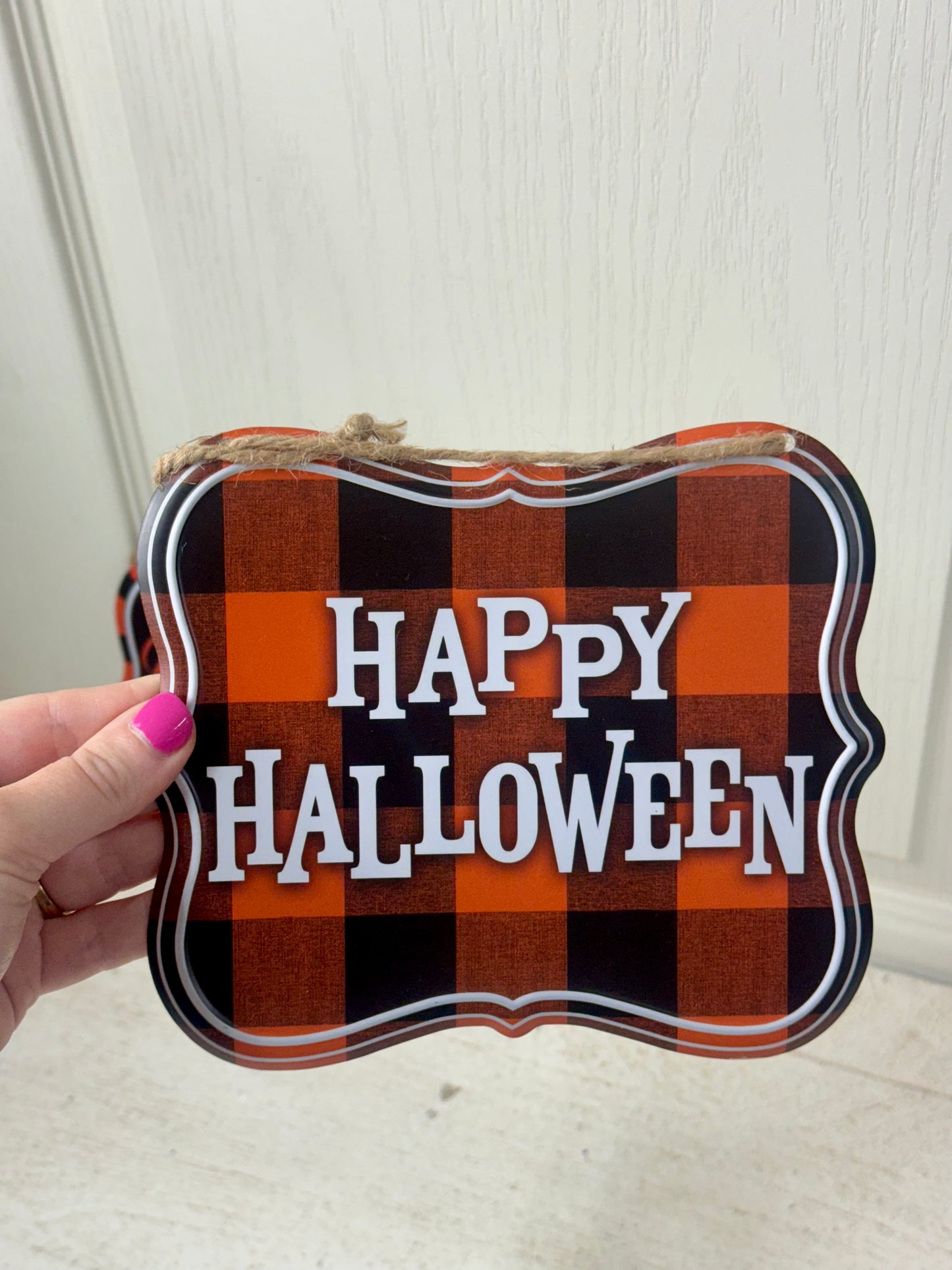 7 Inch Tin Halloween Signs Three Assorted