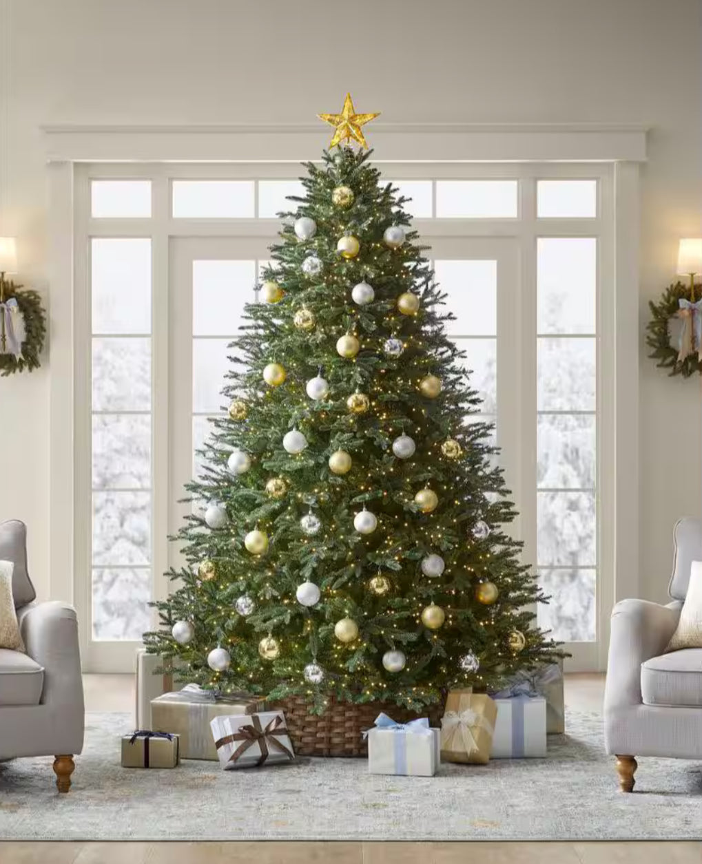 Home Decorators Collection 7.5 Foot Yorkshire Twinkling Fir LED Pre-Lit Artificial Christmas Tree Open Box