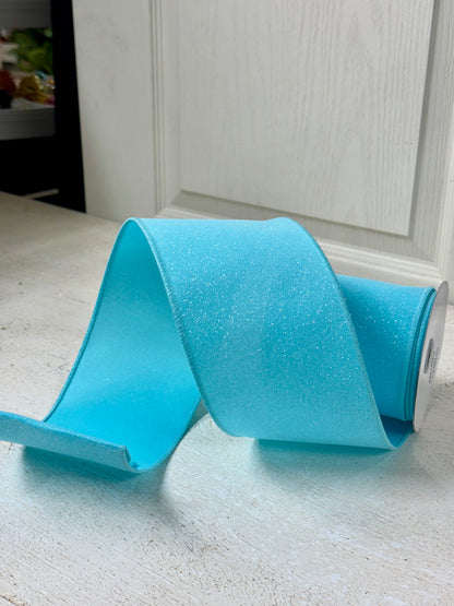 4 Inch By 10 Yard Light Blue Crystal Shine Ribbon