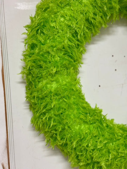 18 Inch Green Furry Monster Wreath