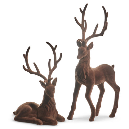 21 Inch Brown Flocked Deer Two Styles