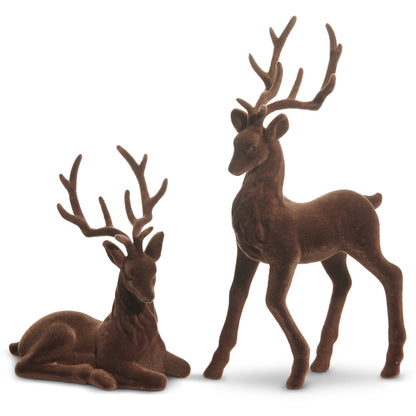 15 Inch Brown Flocked Deer Two Styles
