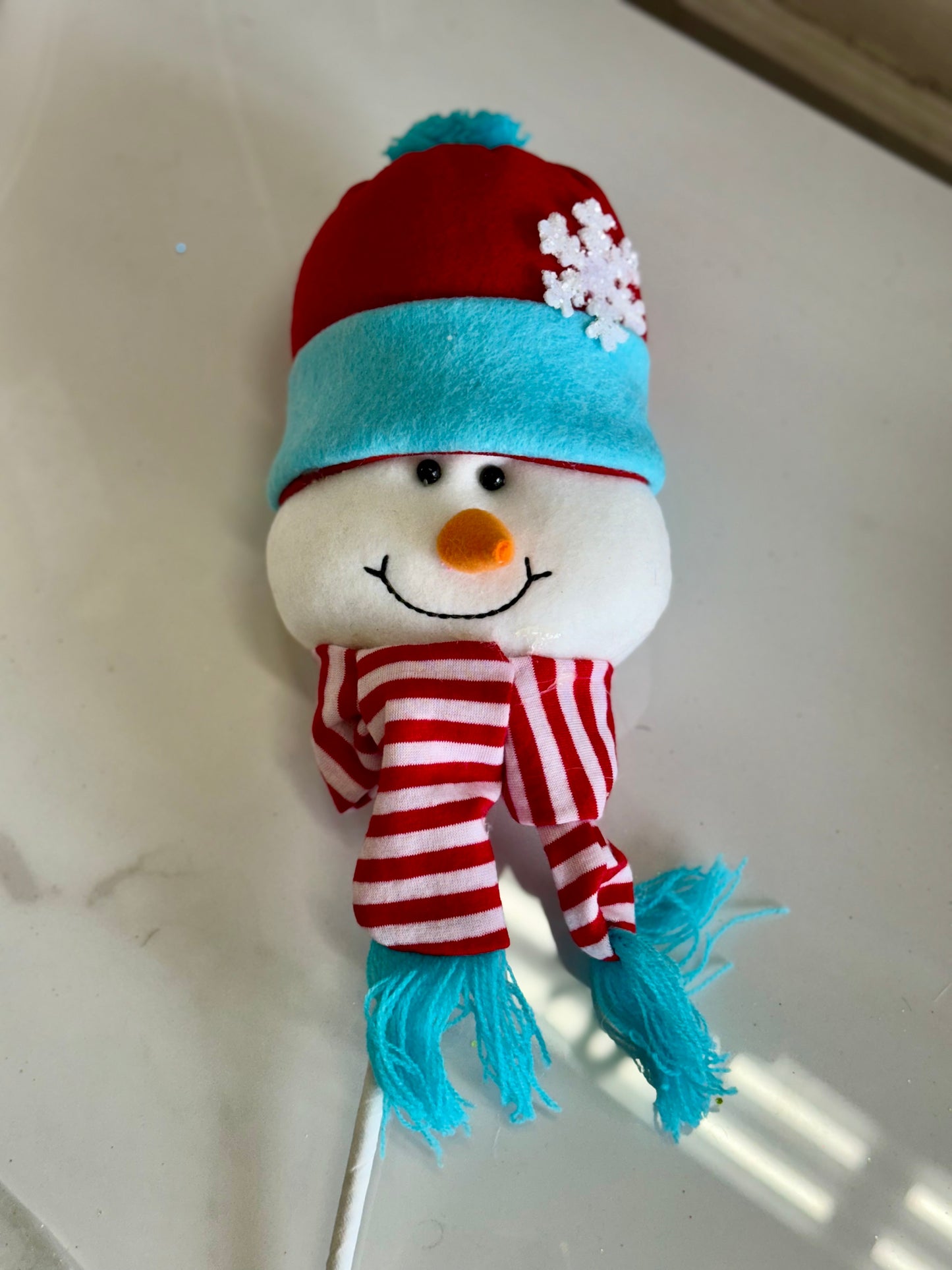 Red And Blue Plush Snowman Head Pick Two Styles