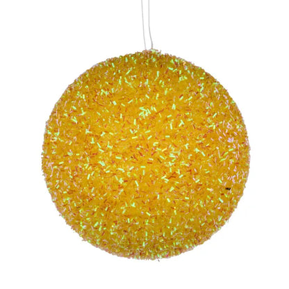5 Inch Yellow Foil Glitter Ball Ornament
