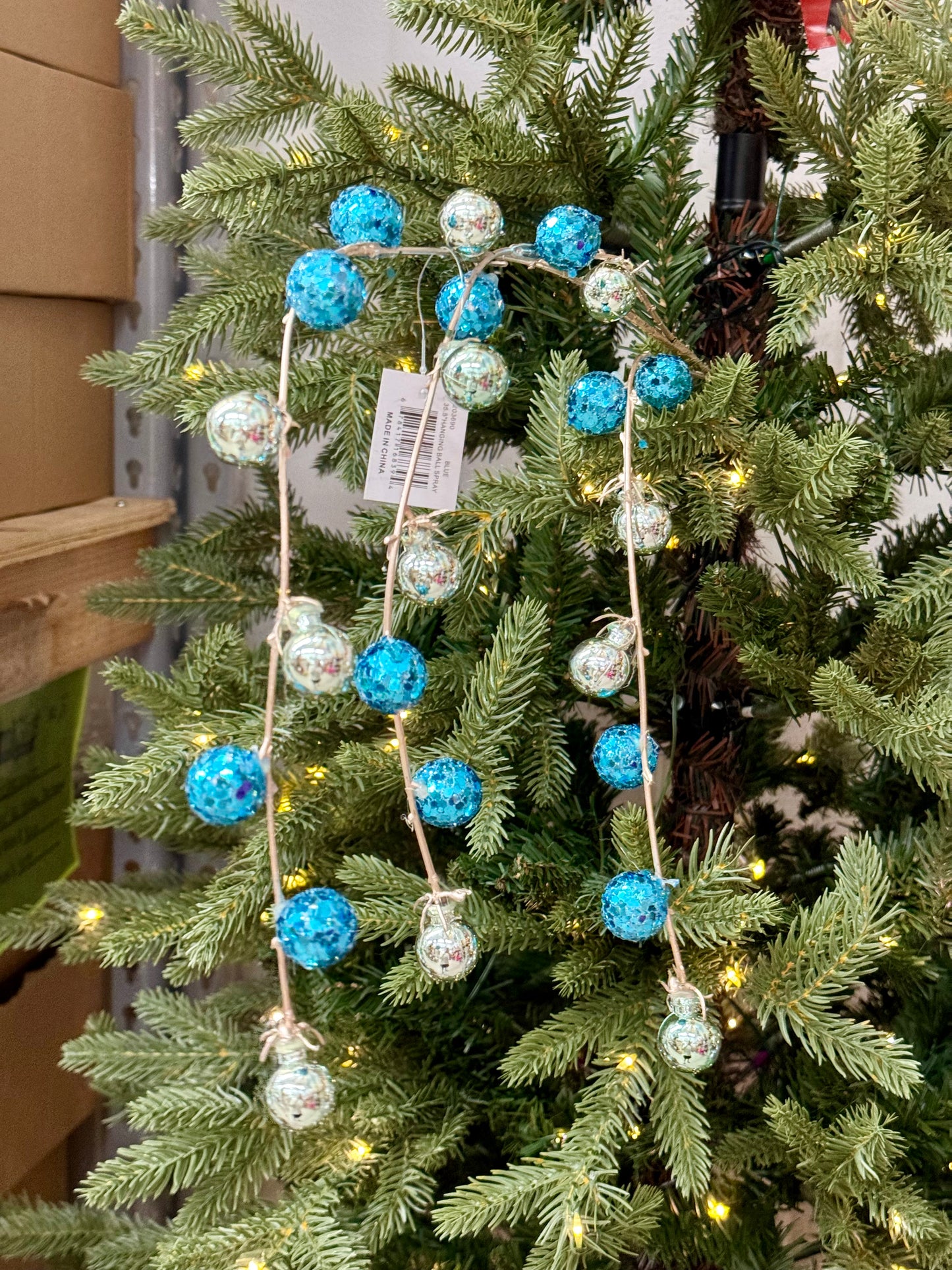 35.5 Inch Blue Hanging Ball Spray