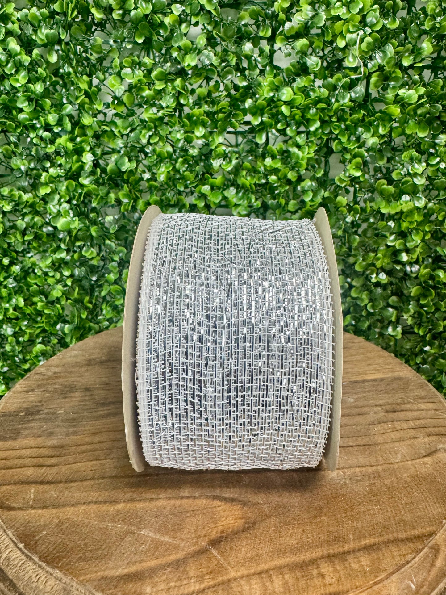 3 Inch by 20 Yards White with Silver Glamour Designer Netting