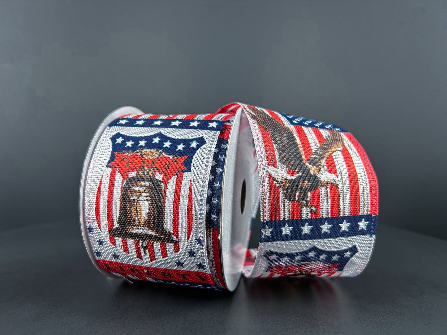 2.5 Inch By 10 Yard Liberty Bell And Eagle With American Flag Ribbon