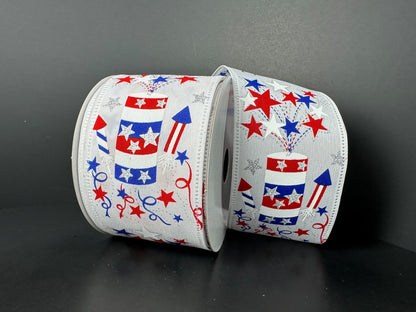 2.5 Inch By 10 Yard Firecrackers And Stars Ribbon