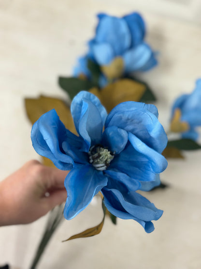 23 Inch Blue Magnolia Floral Bush