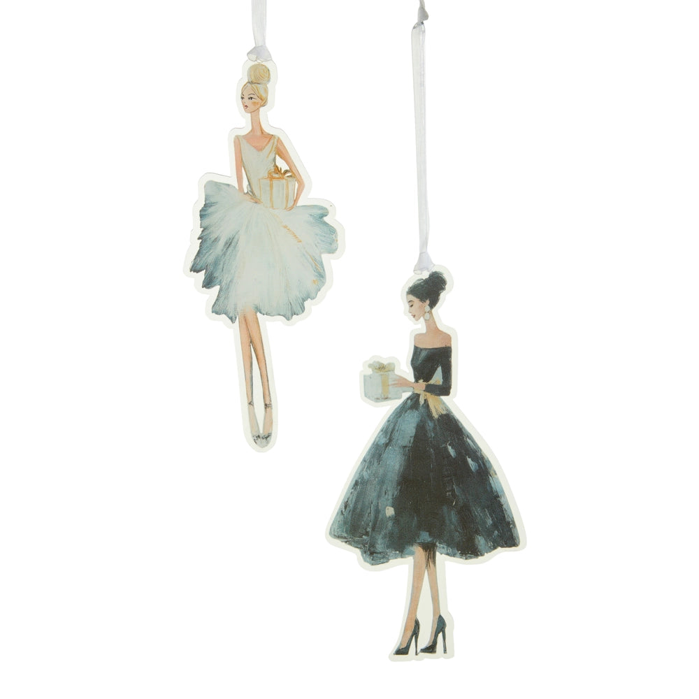 7 Inch Women In Dresses Acrylic Ornaments Two Assorted