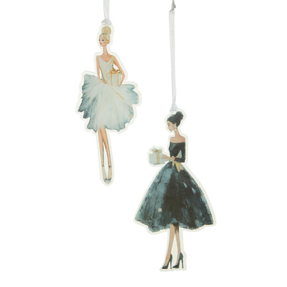 7 Inch Women In Dresses Acrylic Ornaments Two Assorted