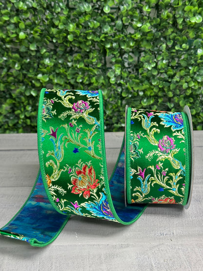 Farrisilk 2.5 Inch By 5 Yard Emerald Enchanted Garden Ribbon