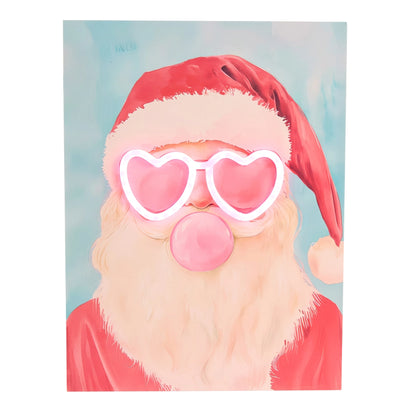 15.75 Inch Santa With Lit Neon Glasses Wall Art