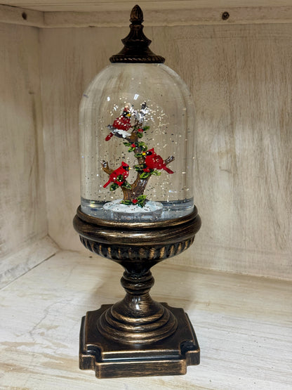 12.25 Inch Cardinal Water Spinning LED Snow Globe With Timer