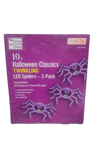 Home Accents Holiday 10 in TWINKLING LED Spiders - 3-Pack Open Box