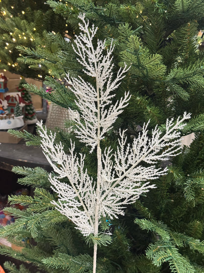 25.5 Inch White Glitz And Glam Fern Spray