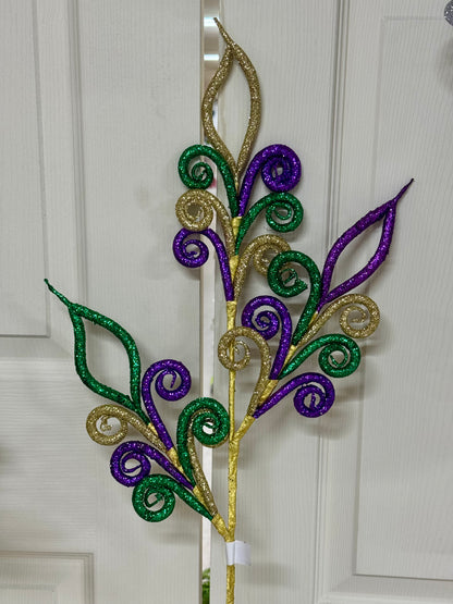 31 Inch Mardi Gras Pointed Curled Tubing Spray