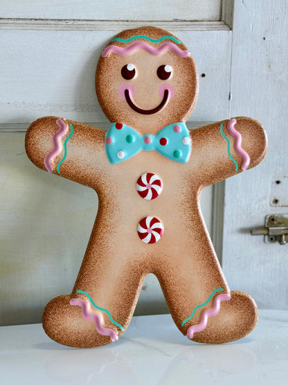 12 Inch Pastel Gingerbread Metal Boy Sign