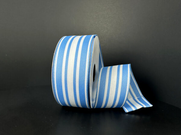 1.5 Inch By 10 Yard Baby Blue And White Striped Ribbon