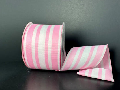 2.5 Inch By 10 Yard Baby Pink And White Ribbon