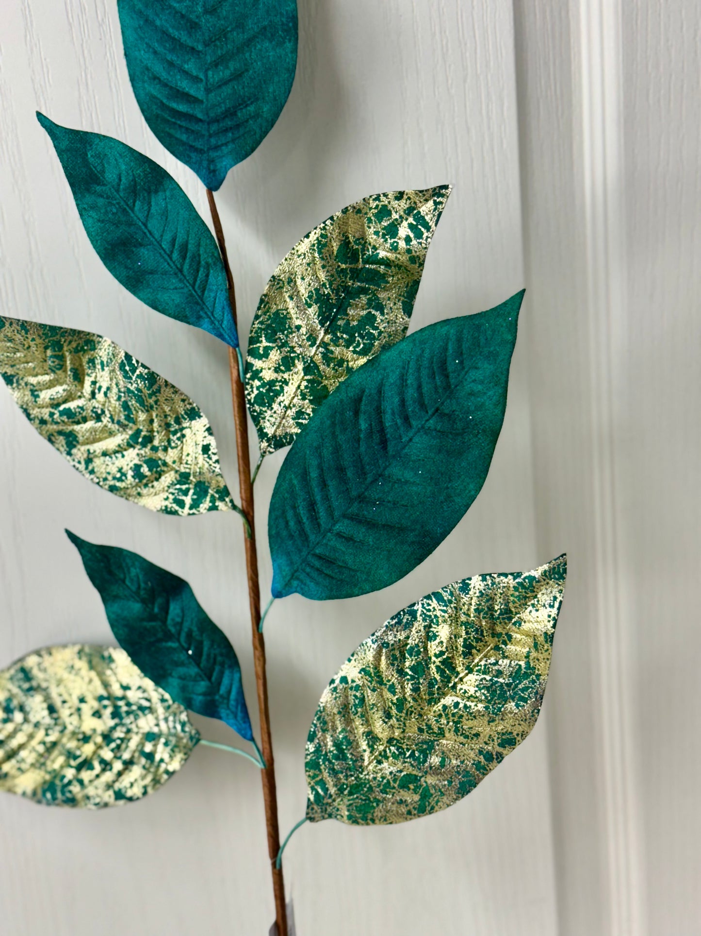 27 Inch India Blue Magnolia Leaf Spray