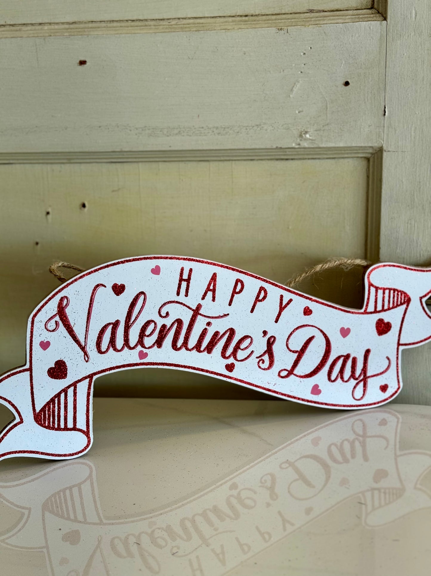 Happy Valentines Day Wooden Banner