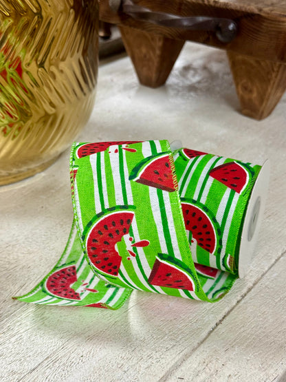 2.5 Inch By 10 Yard Watermelon Stripe Ribbon