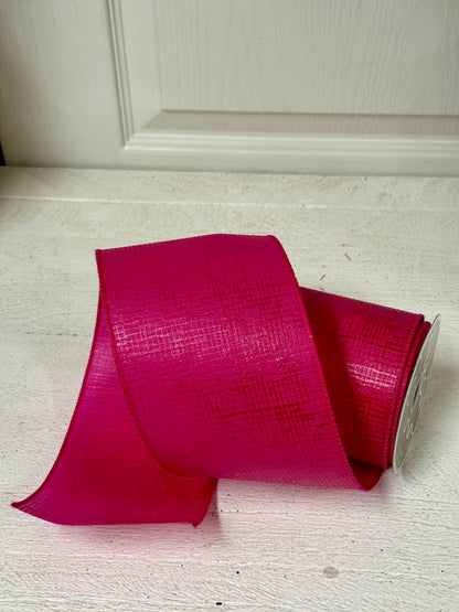 4 Inch By 10 Yard Hot Pink Cross Hatch Ribbon