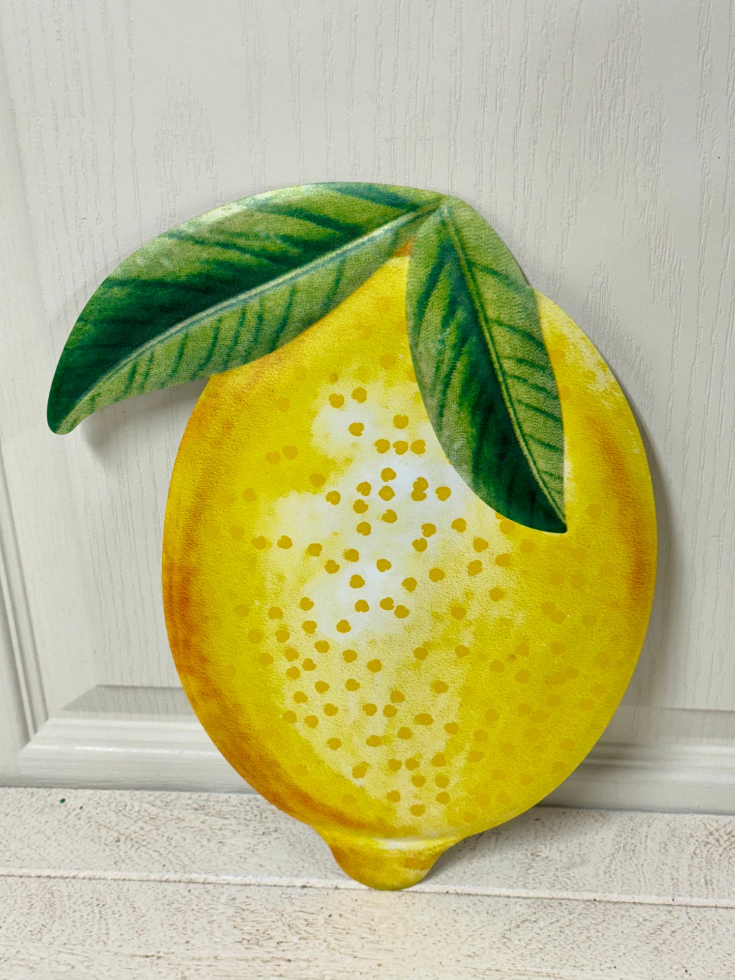 12 Inch Yellow Embossed Watercolor Lemon Metal Sign