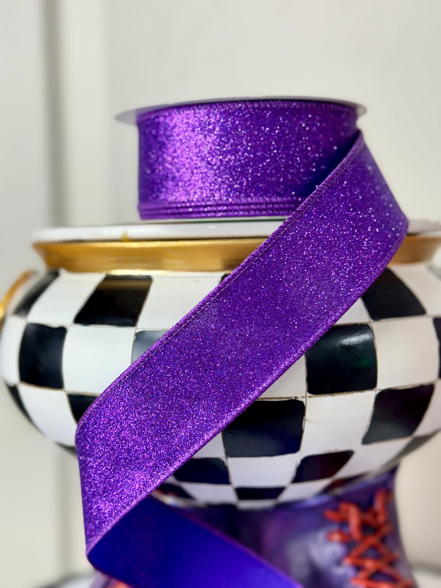 1.5 Inch By 10 Yard Purple Shimmer Glitter Ribbon