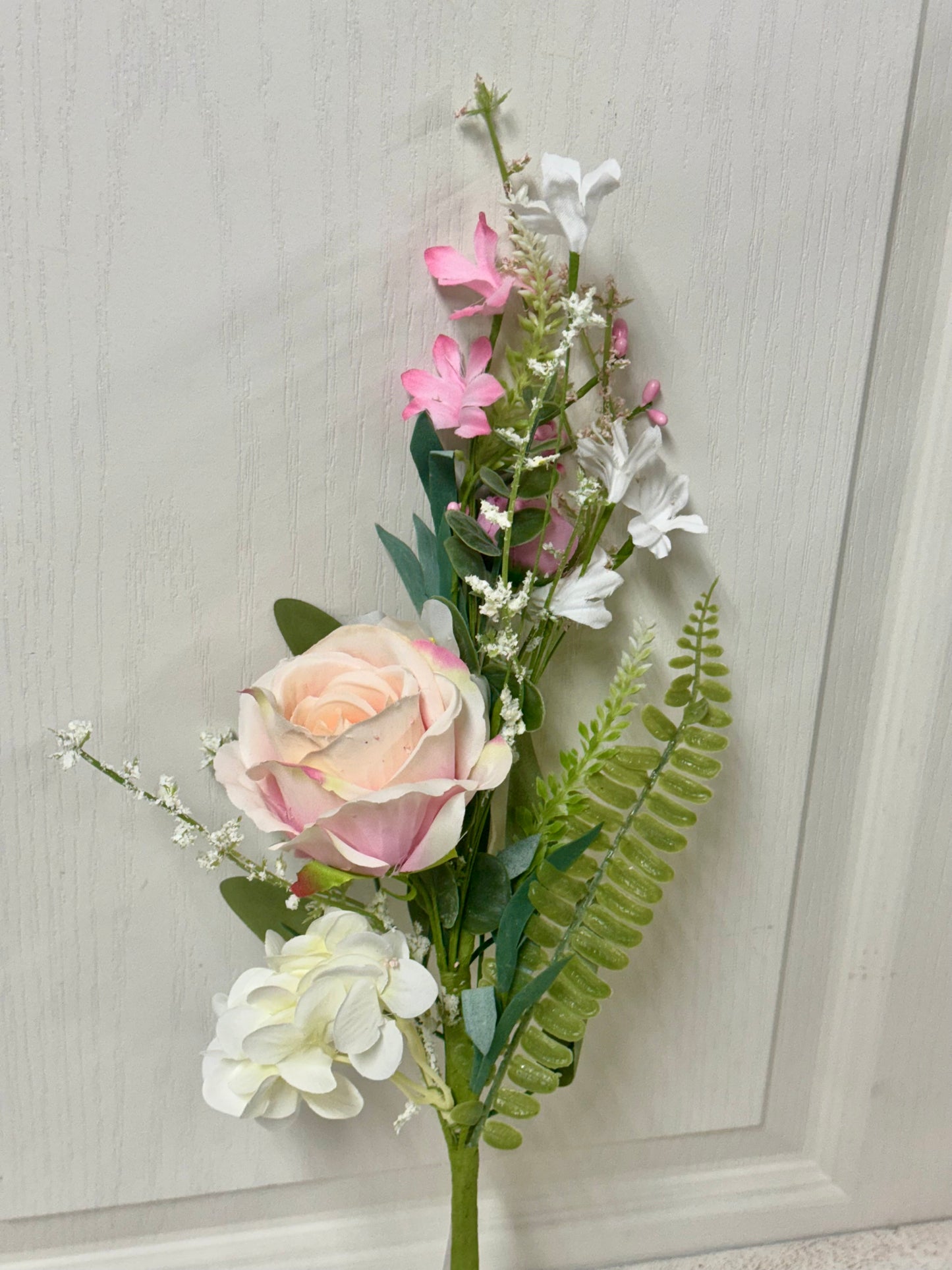 19 Inch Pink And Cream Rose Hydrangea Flower Spray