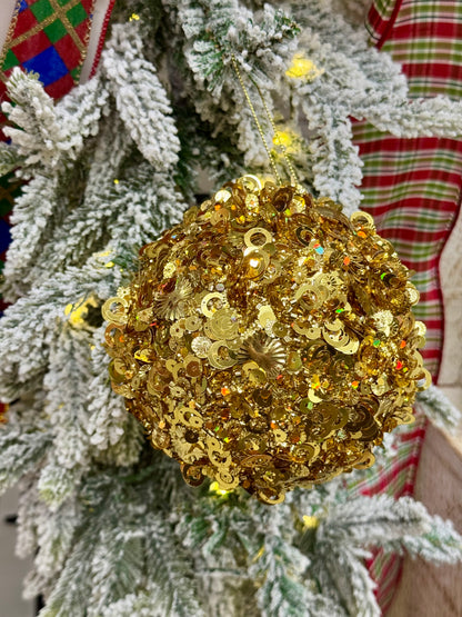 5 Inch Gold Sequin Glitter Ornament