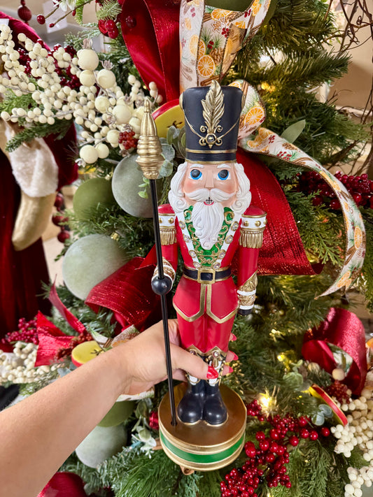 16 Inch Red Jacket Hand Painted Resin Nutcracker
