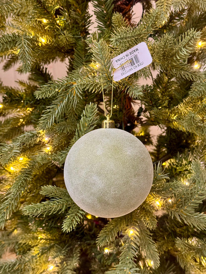 4 Inch Sage Green Flocked Ornament Ball