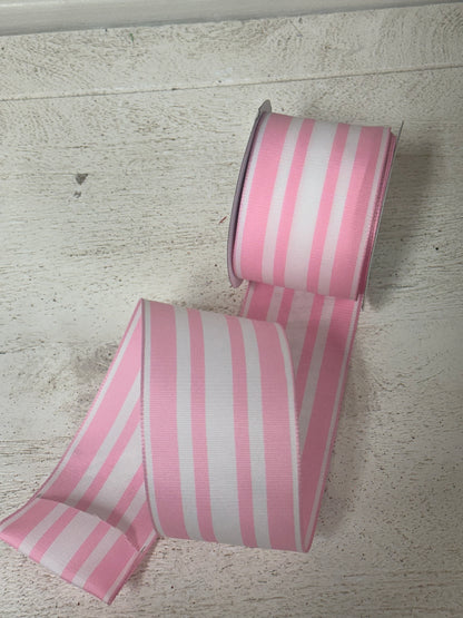 2.5 Inch By 10 Yard Baby Pink And White Ribbon