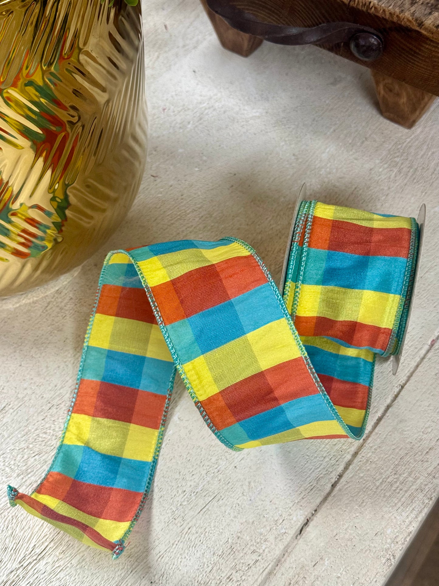 2.5 Inch By 10 Yard Lavalette Dupioni Check Ribbon