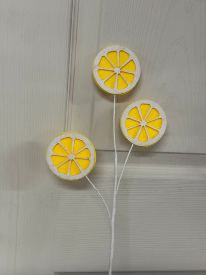 16 Inch Yellow And White Lemon Slice Spray