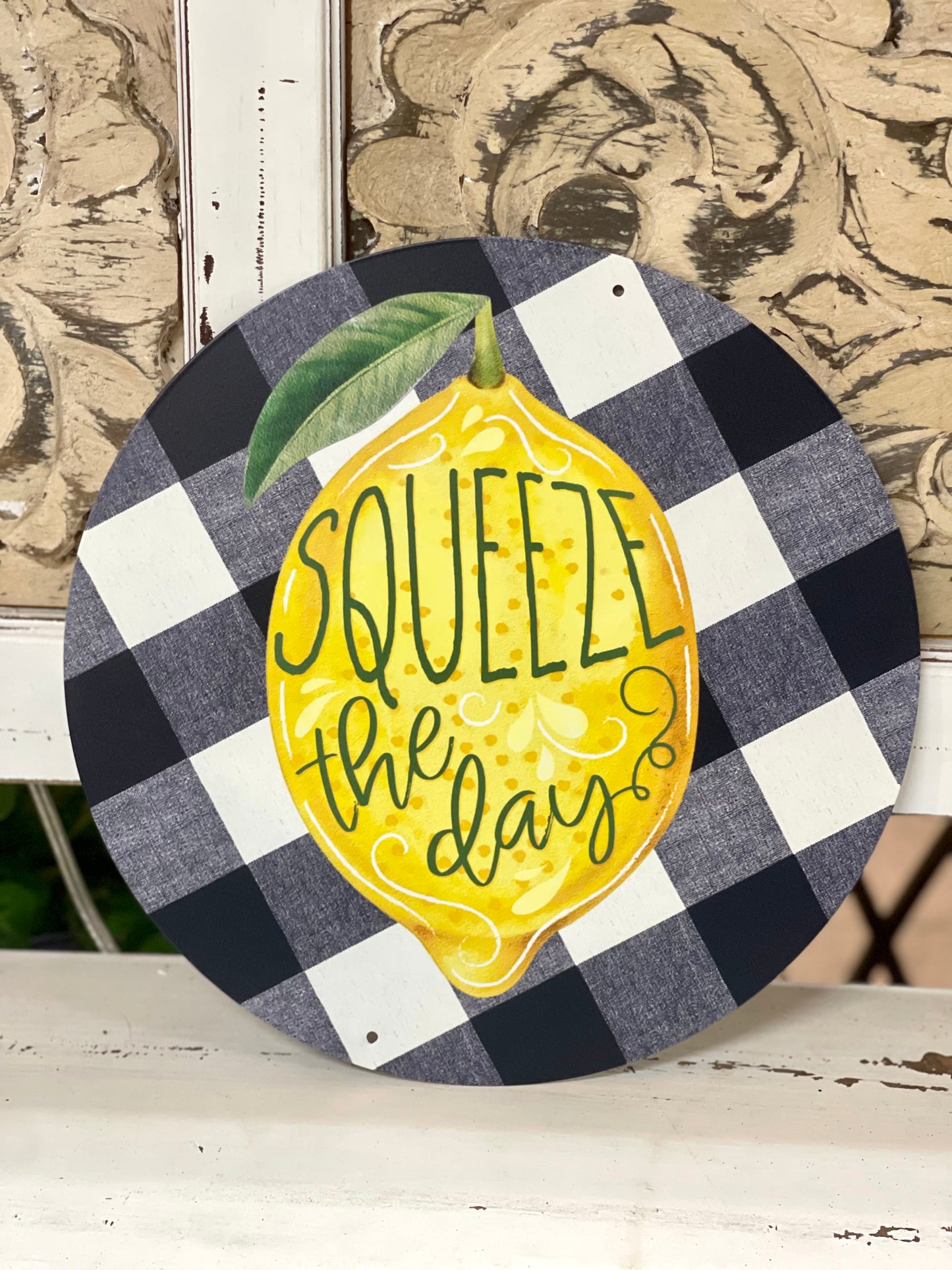Squeeze The Day Lemon Metal Sign