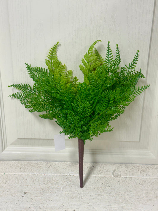 13 Inch Green Leather Fern Spray